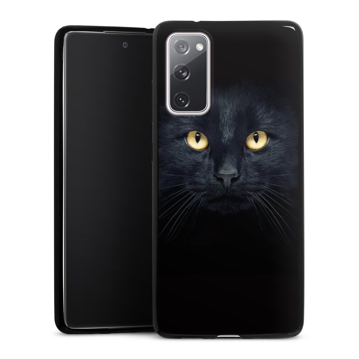 Galaxy S20 FE Handy Slim Case extra dünn Silikon Handyhülle schwarz Hülle Black Eye Cat Silikon Slim Case