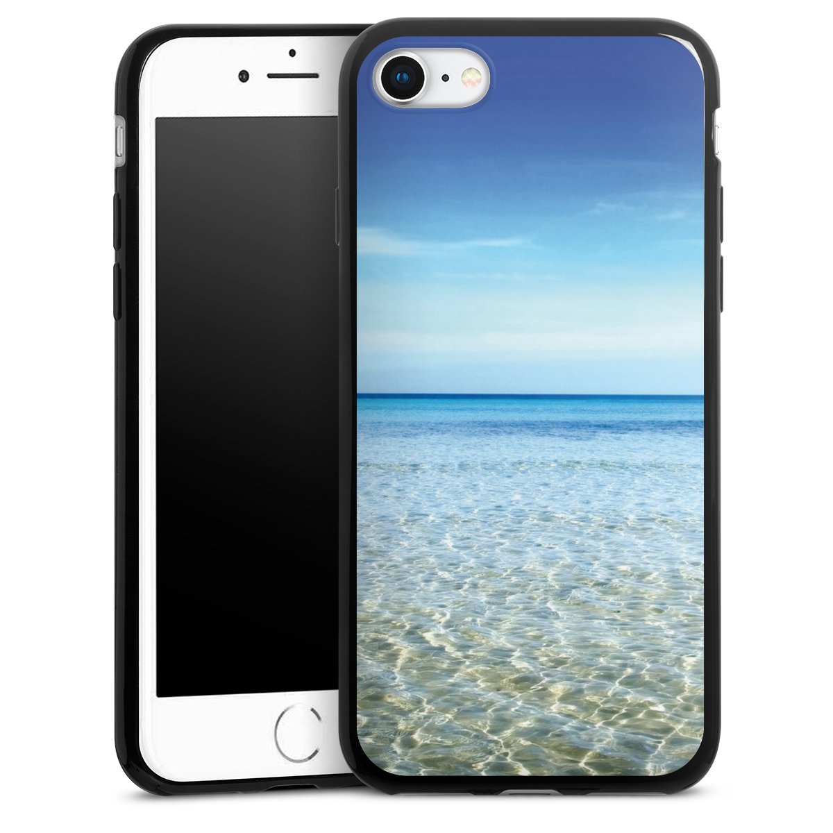 iPhone SE (2022) Handy Slim Case extra dünn Silikon Handyhülle schwarz Hülle Urlaub Sky Ocean Silikon Slim Case