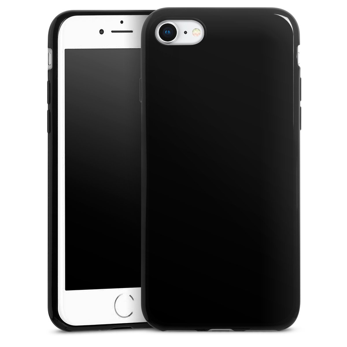 iPhone SE (2022) Handy Slim Case extra dünn Silikon Handyhülle schwarz Hülle Black Colour Unicoloured Silikon Slim Case