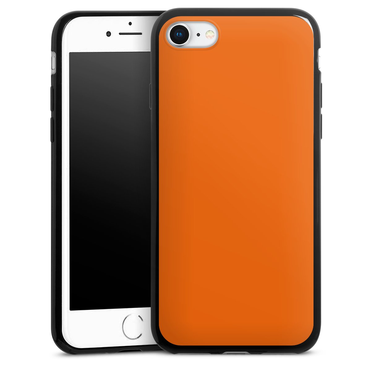 iPhone SE (2022) Handy Slim Case extra dünn Silikon Handyhülle schwarz Hülle Orange Colour Unicoloured Silikon Slim Case