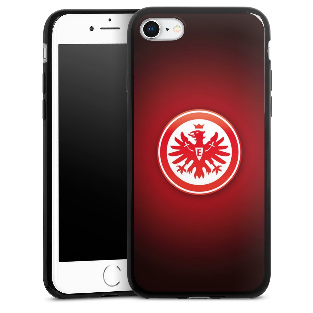 iPhone SE (2022) Handy Slim Case extra dünn Silikon Handyhülle schwarz Hülle Eintracht Frankfurt Official Licensed Product Coat Of Arms Silikon Slim Case