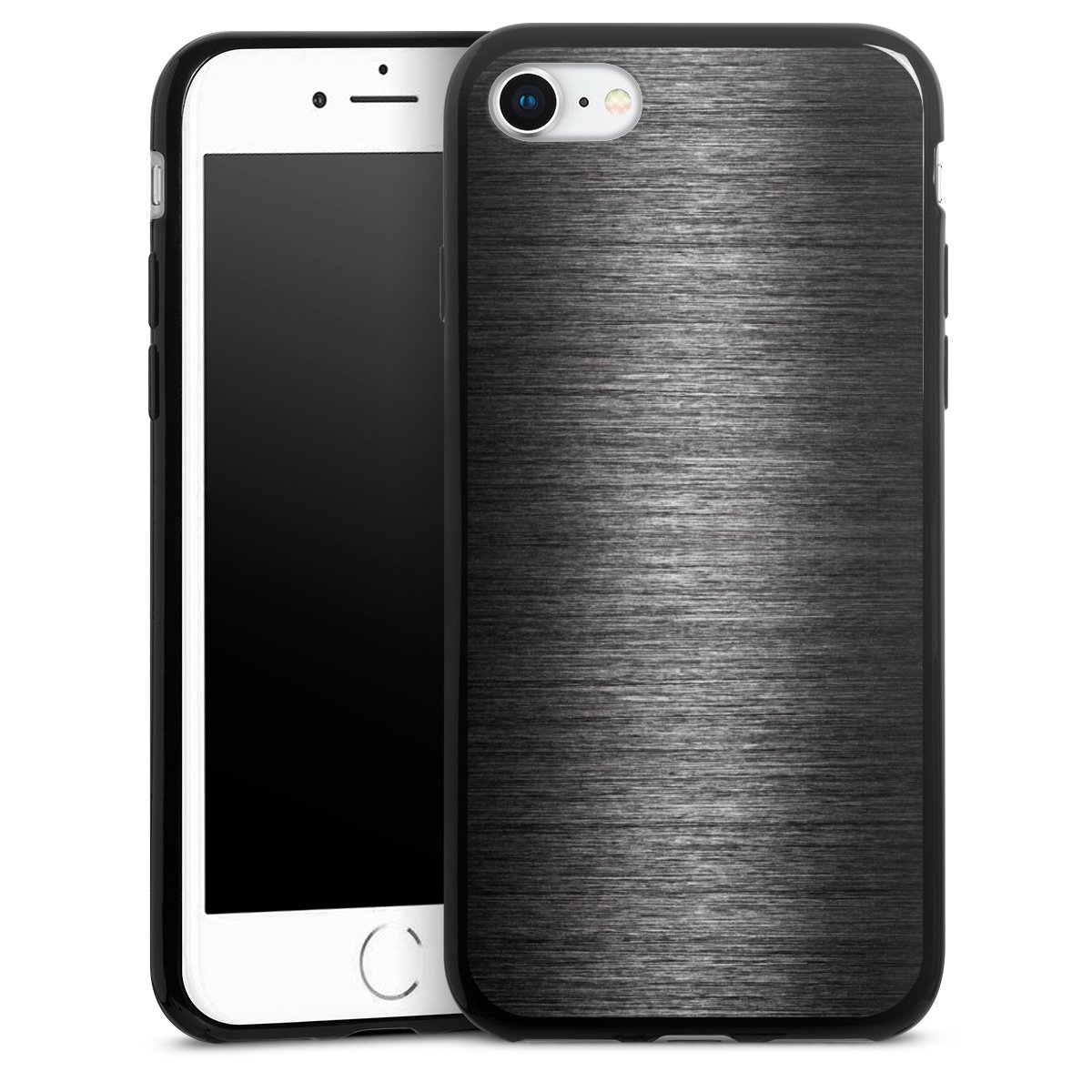 iPhone SE (2022) Handy Slim Case extra dünn Silikon Handyhülle schwarz Hülle Metallic Look Anthracite Metal Silikon Slim Case