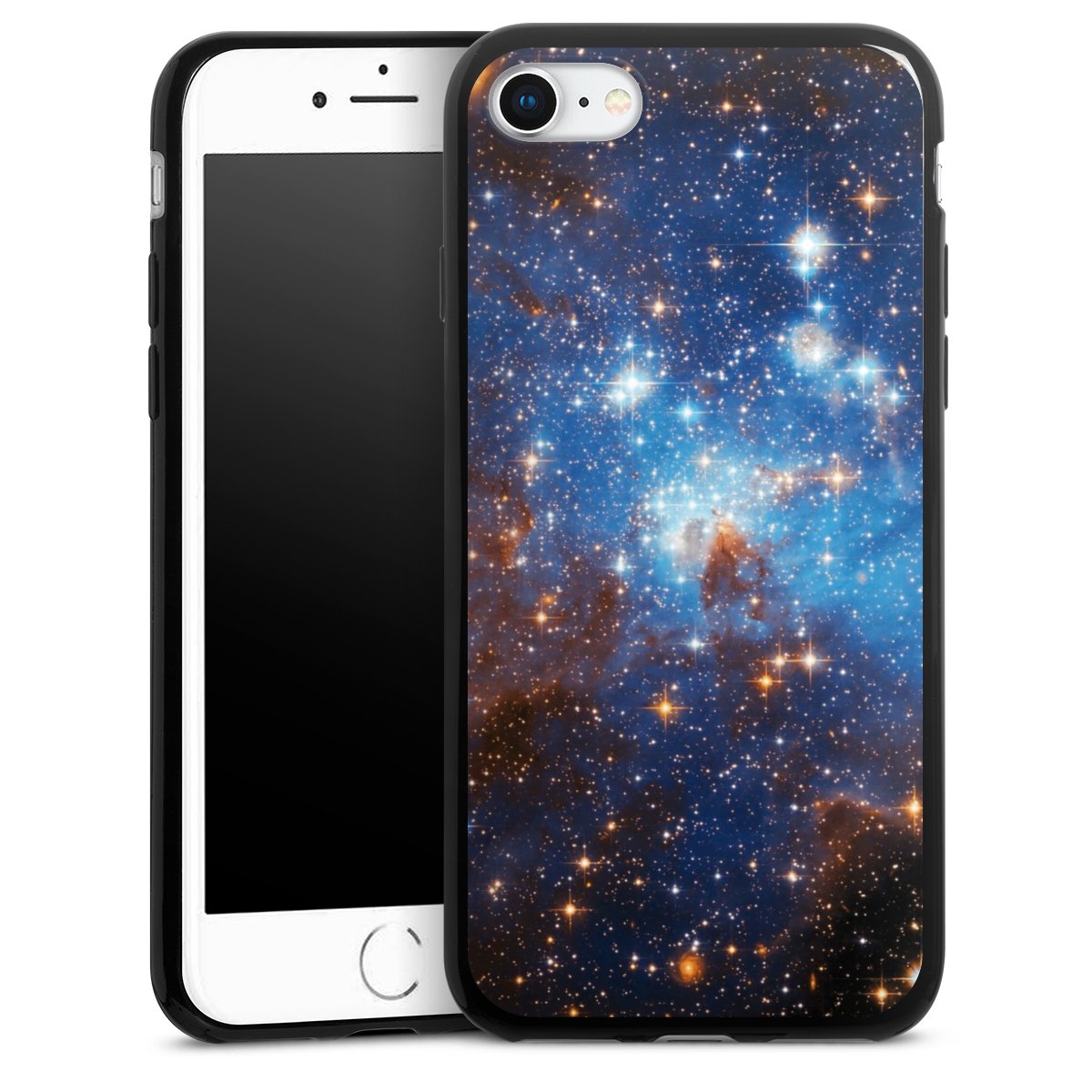 iPhone SE (2022) Handy Slim Case extra dünn Silikon Handyhülle schwarz Hülle Star Weltall Galaxy Silikon Slim Case