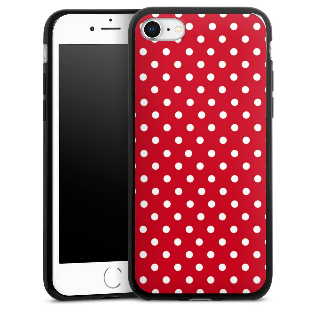 iPhone SE (2022) Handy Slim Case extra dünn Silikon Handyhülle schwarz Hülle Points Polka Dots Retro Silikon Slim Case