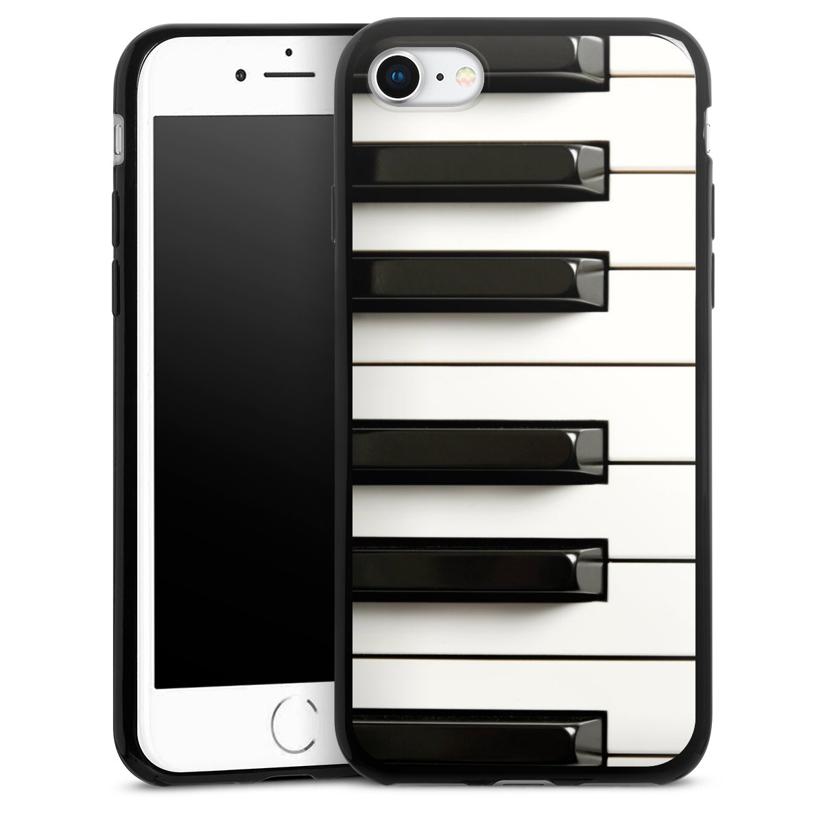 iPhone SE (2022) Handy Slim Case extra dünn Silikon Handyhülle schwarz Hülle Klavier Piano Music Silikon Slim Case