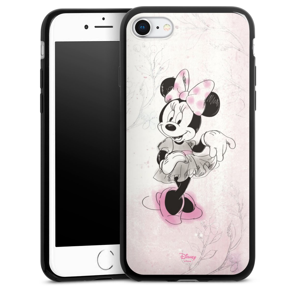 iPhone SE (2022) Handy Slim Case extra dünn Silikon Handyhülle schwarz Hülle Disney Minnie Mouse Vintage Silikon Slim Case