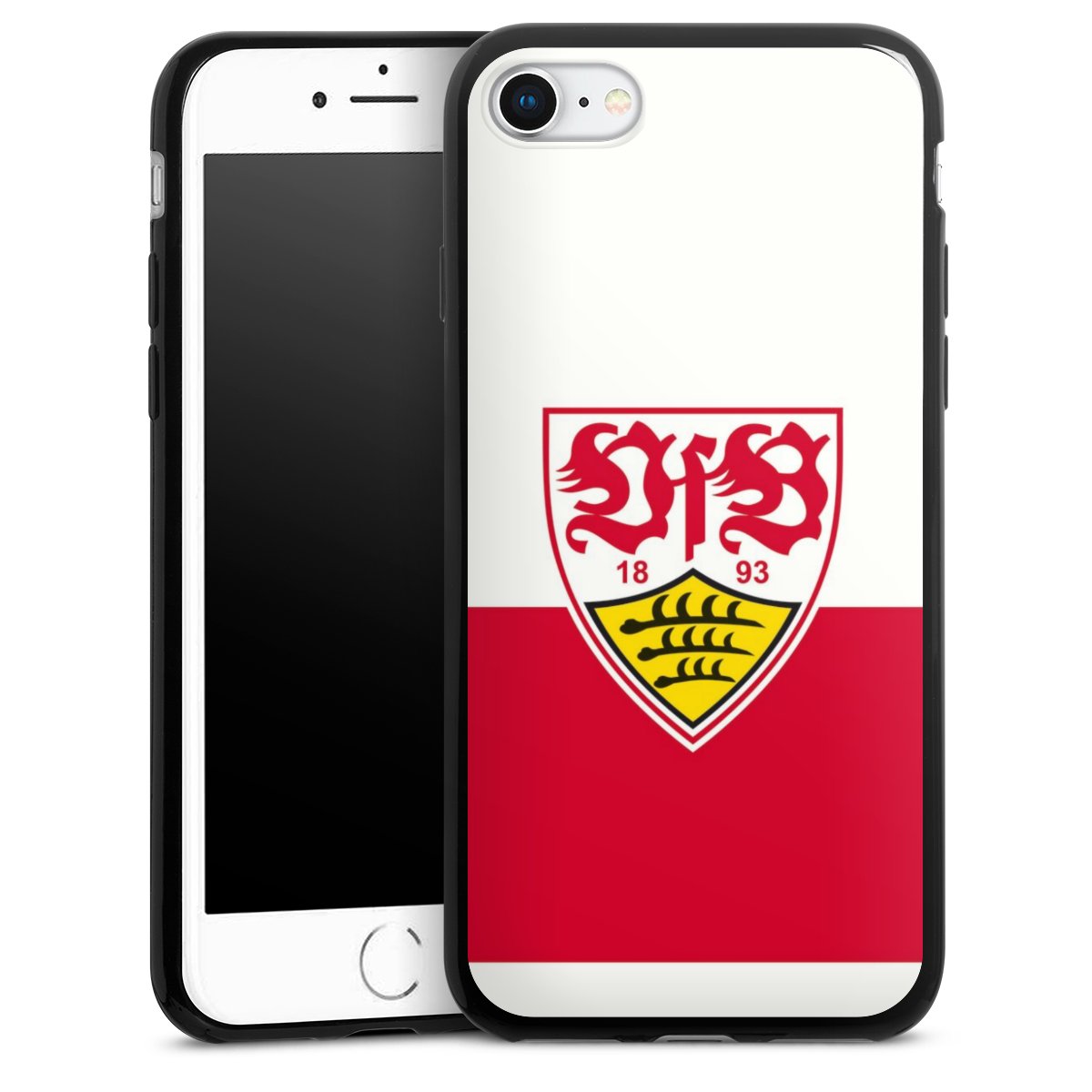 iPhone SE (2022) Handy Slim Case extra dünn Silikon Handyhülle schwarz Hülle Official Licensed Product Logo Vfb Stuttgart Silikon Slim Case