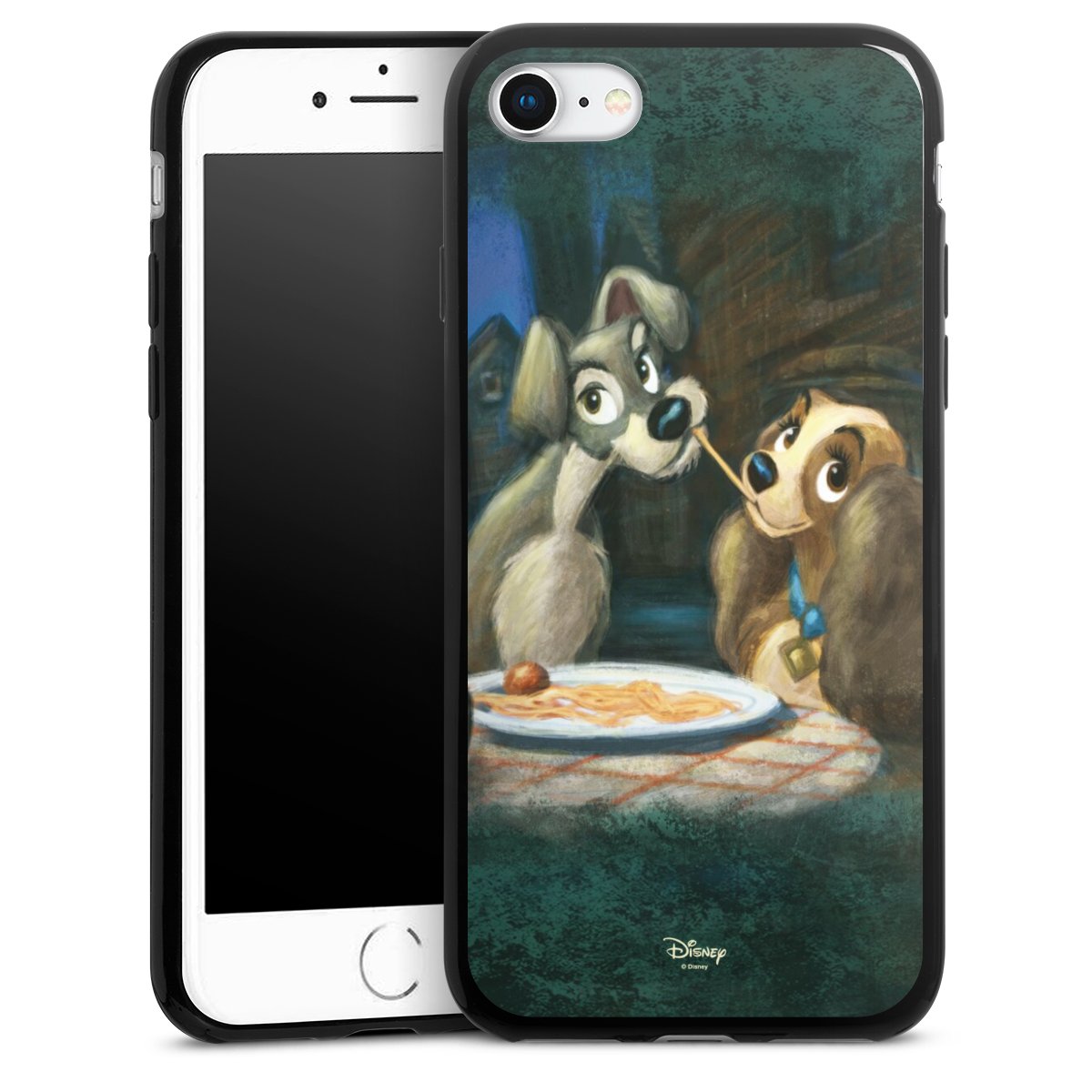 iPhone SE (2022) Handy Slim Case extra dünn Silikon Handyhülle schwarz Hülle Lady And The Tramp Official Licensed Product Disney Silikon Slim Case