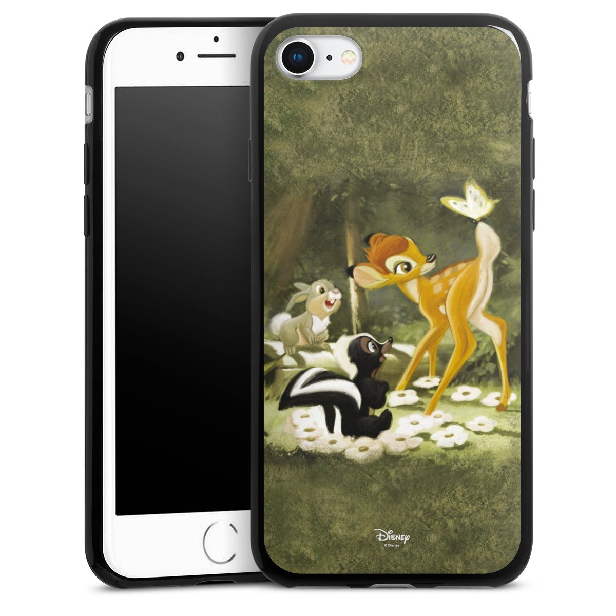 iPhone SE (2022) Handy Slim Case extra dünn Silikon Handyhülle schwarz Hülle Disney Official Licensed Product Bambi Silikon Slim Case