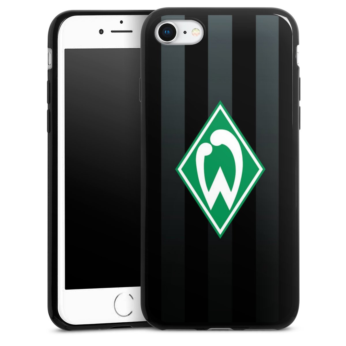 iPhone SE (2022) Handy Slim Case extra dünn Silikon Handyhülle schwarz Hülle Stripes Sv Werder Bremen Official Licensed Product Silikon Slim Case