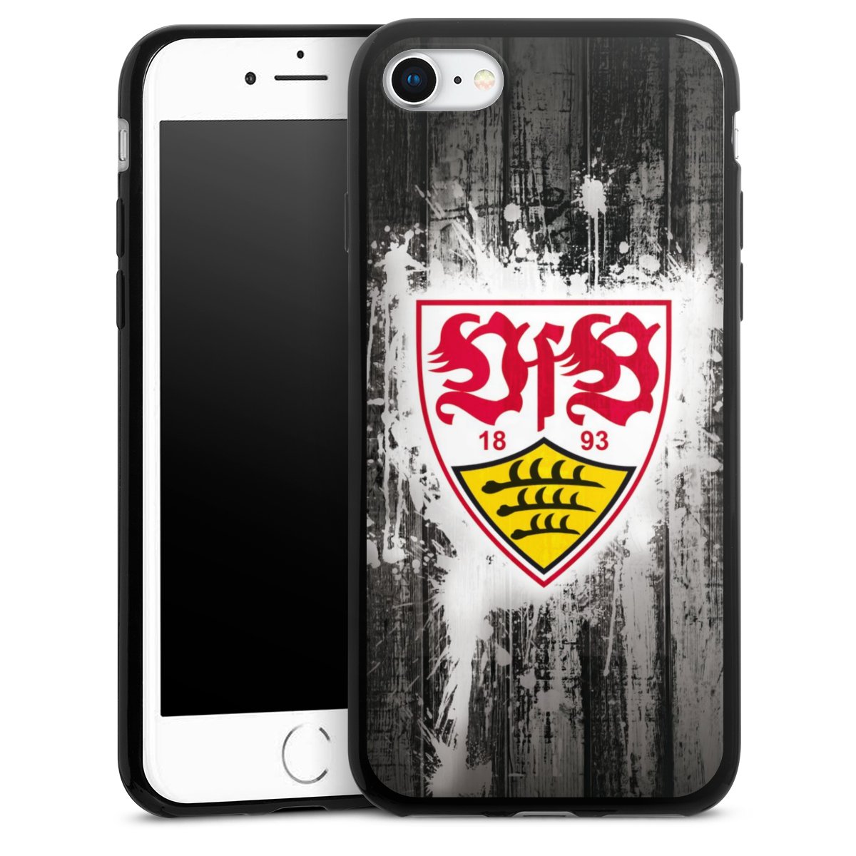 iPhone SE (2022) Handy Slim Case extra dünn Silikon Handyhülle schwarz Hülle Vfb Stuttgart Official Licensed Product Silikon Slim Case