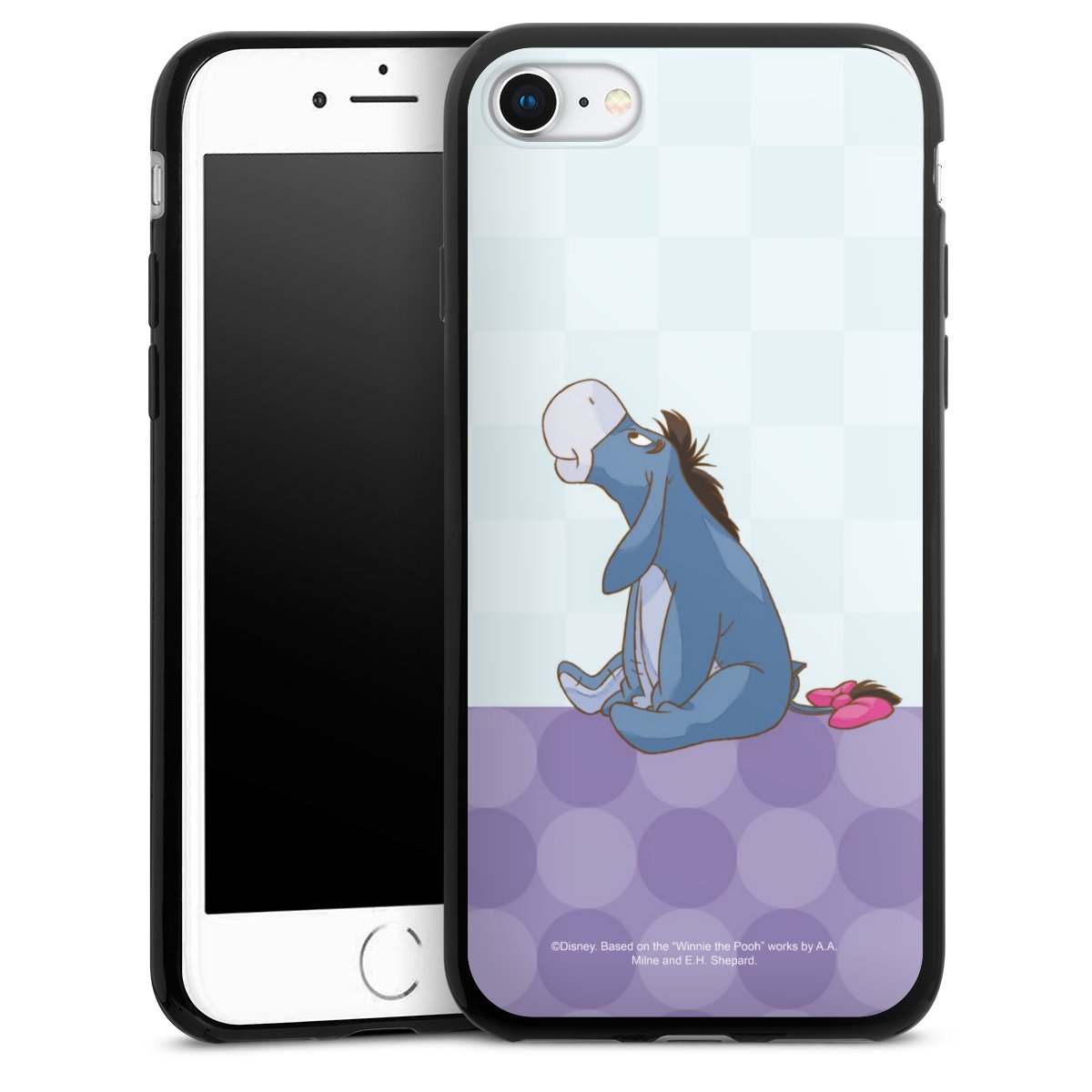 iPhone SE (2022) Handy Slim Case extra dünn Silikon Handyhülle schwarz Hülle Disney Donkey Winnie The Pooh Silikon Slim Case