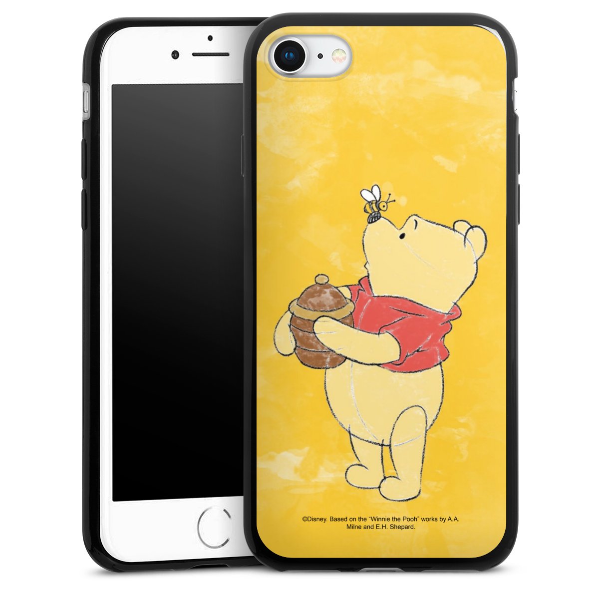 iPhone SE (2022) Handy Slim Case extra dünn Silikon Handyhülle schwarz Hülle Official Licensed Product Winnie The Pooh Disney Silikon Slim Case