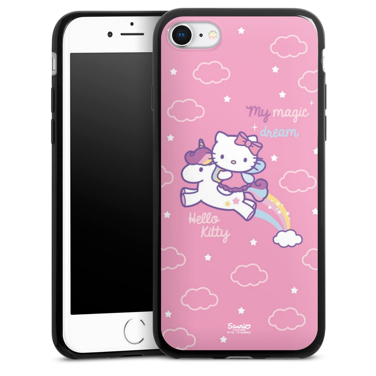 iPhone SE (2022) Handy Slim Case extra dünn Silikon Handyhülle schwarz Hülle Einhorn Official Licensed Product Hello Kitty Silikon Slim Case