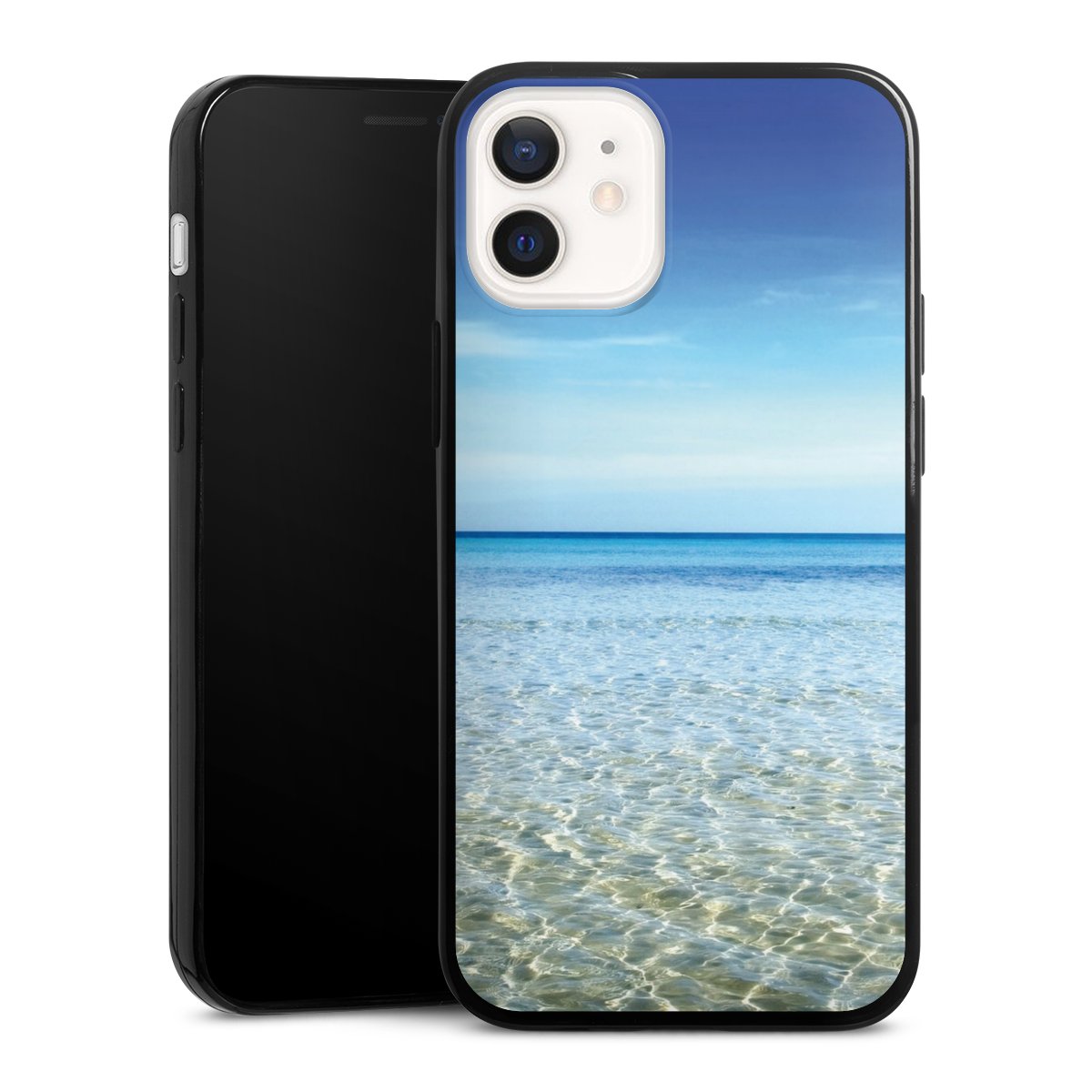 iPhone 12 mini Handy Slim Case extra dünn Silikon Handyhülle schwarz Hülle Urlaub Sky Ocean Silikon Slim Case