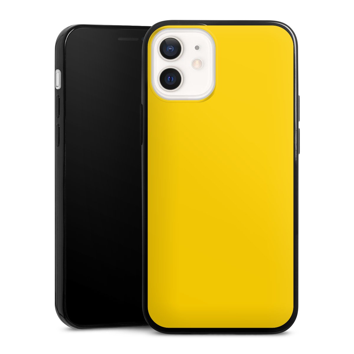 iPhone 12 mini Handy Slim Case extra dünn Silikon Handyhülle schwarz Hülle Yellow Unicoloured Colour Silikon Slim Case