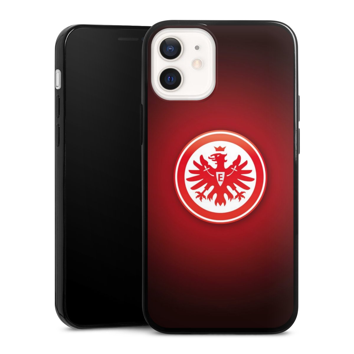 iPhone 12 mini Handy Slim Case extra dünn Silikon Handyhülle schwarz Hülle Eintracht Frankfurt Official Licensed Product Coat Of Arms Silikon Slim Case