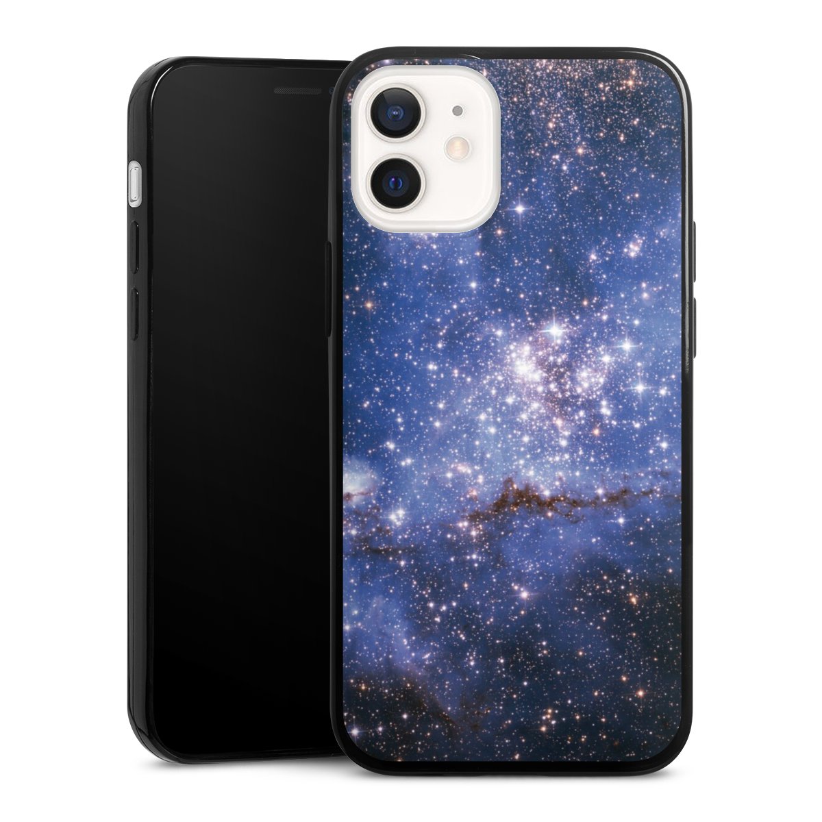 iPhone 12 mini Handy Slim Case extra dünn Silikon Handyhülle schwarz Hülle Weltall Galaxy Weltraum Silikon Slim Case