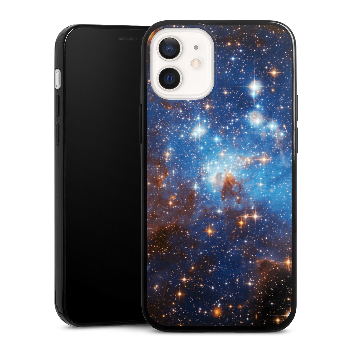 iPhone 12 mini Handy Slim Case extra dünn Silikon Handyhülle schwarz Hülle Star Weltall Galaxy Silikon Slim Case