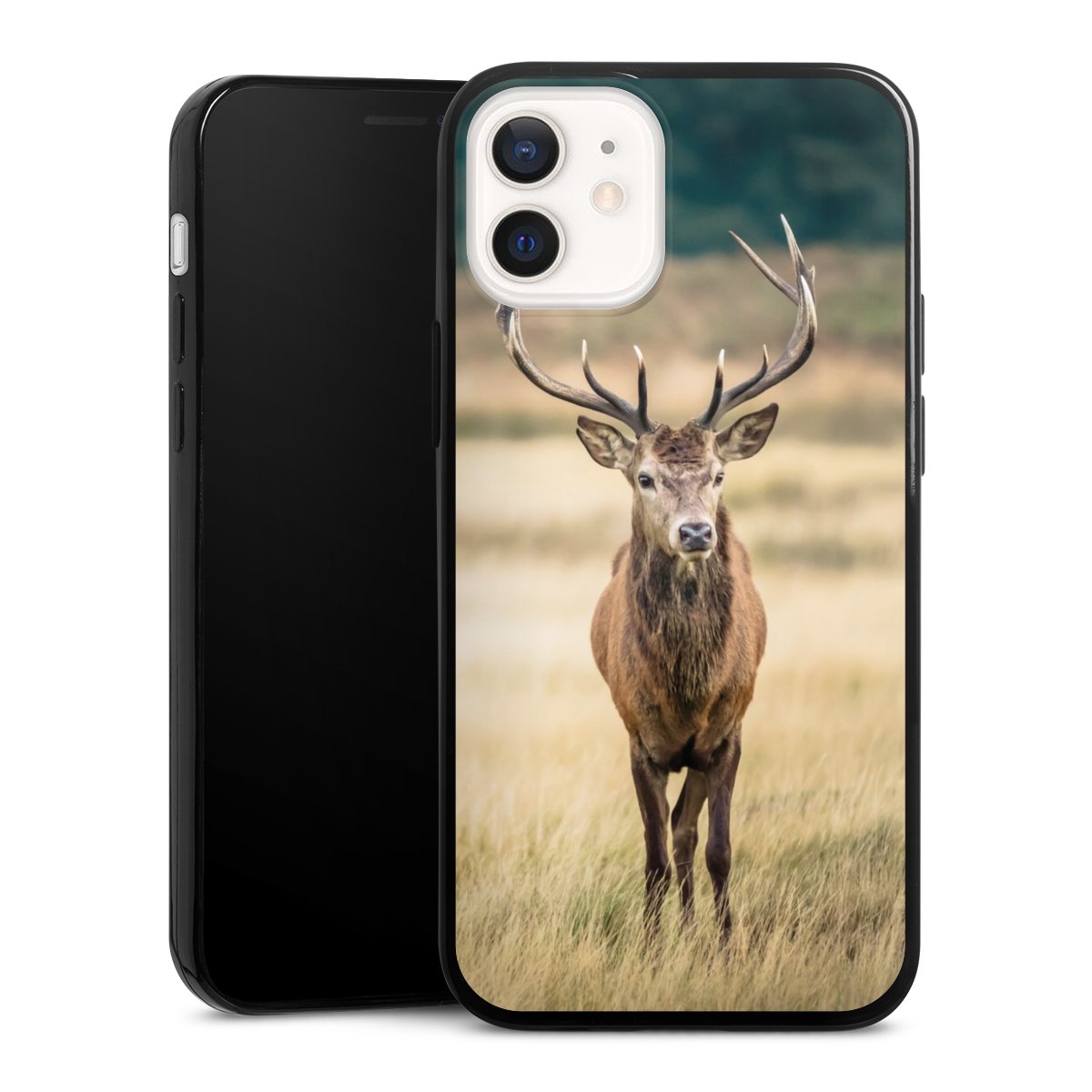 iPhone 12 mini Handy Slim Case extra dünn Silikon Handyhülle schwarz Hülle Deer Meadow Forrest Silikon Slim Case