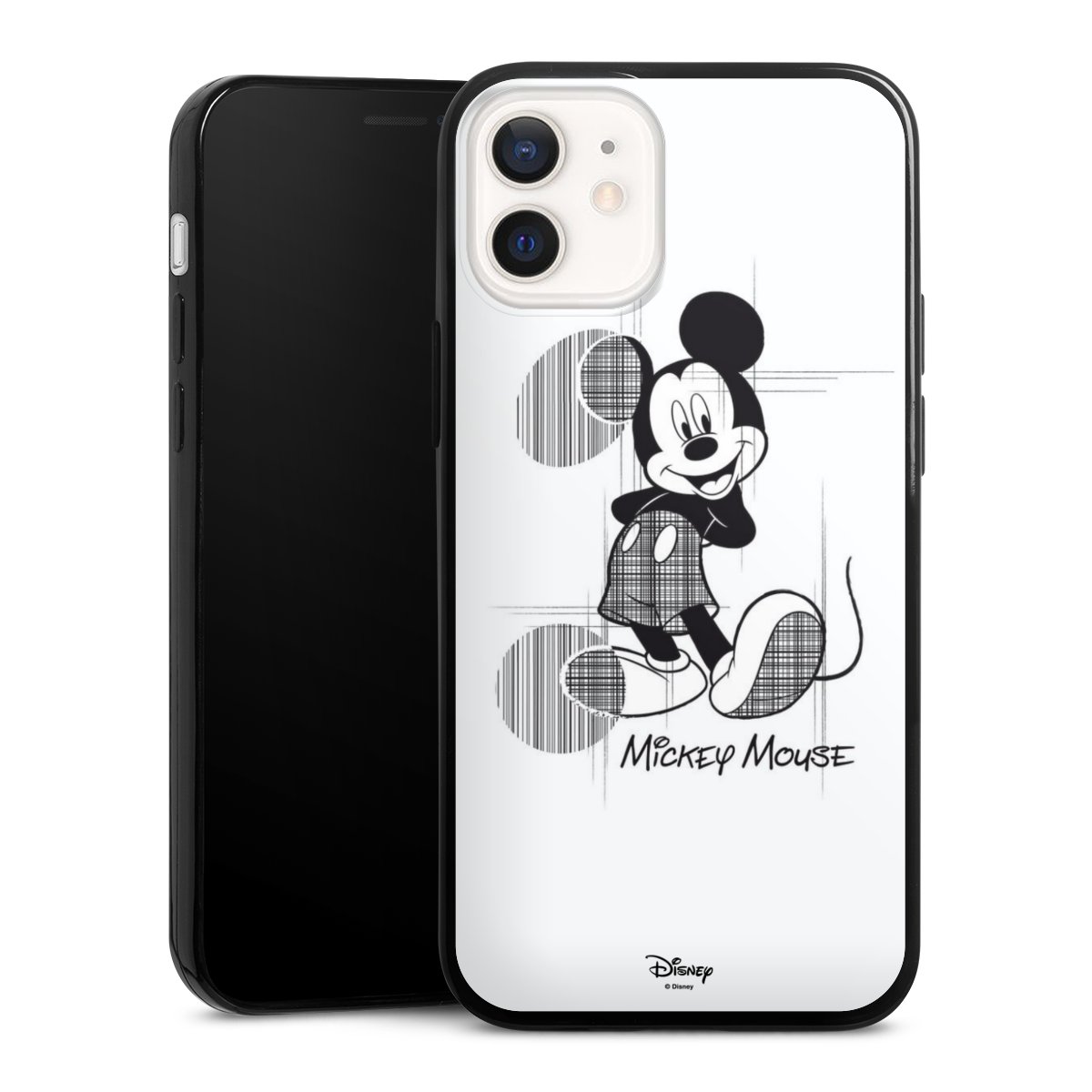 iPhone 12 mini Handy Slim Case extra dünn Silikon Handyhülle schwarz Hülle Disney Official Licensed Product Mickey Mouse Silikon Slim Case