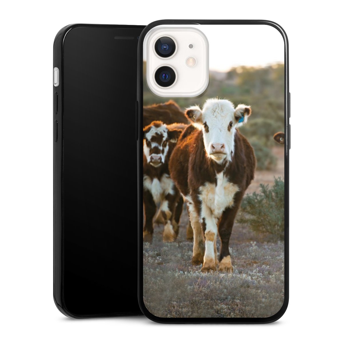 iPhone 12 mini Handy Slim Case extra dünn Silikon Handyhülle schwarz Hülle Cow Farmer Calf Silikon Slim Case