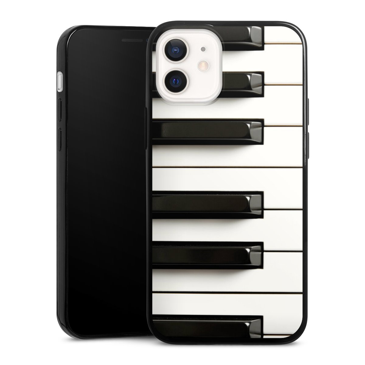 iPhone 12 mini Handy Slim Case extra dünn Silikon Handyhülle schwarz Hülle Klavier Piano Music Silikon Slim Case