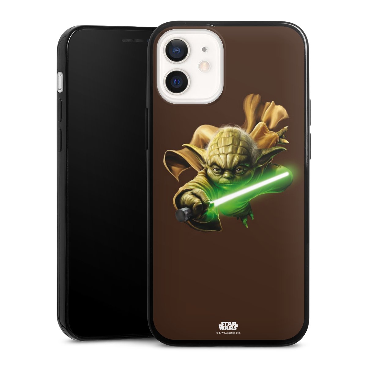 iPhone 12 mini Handy Slim Case extra dünn Silikon Handyhülle schwarz Hülle Yoda Merchandise Star Wars Silikon Slim Case