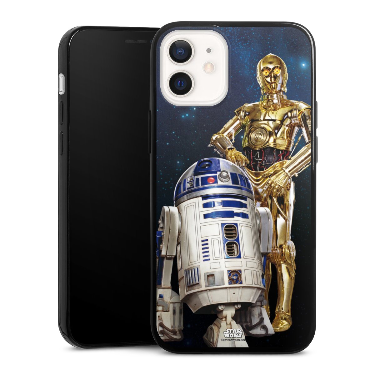 iPhone 12 mini Handy Slim Case extra dünn Silikon Handyhülle schwarz Hülle Weltall Star Wars R2d2 Silikon Slim Case