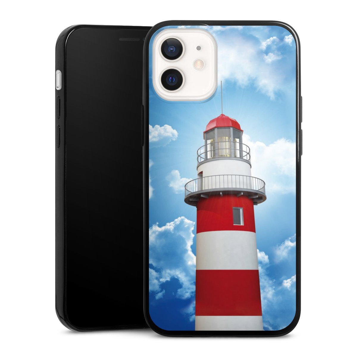 iPhone 12 mini Handy Slim Case extra dünn Silikon Handyhülle schwarz Hülle Lighthouse Sky Cloud Silikon Slim Case