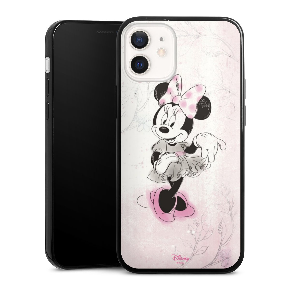 iPhone 12 mini Handy Slim Case extra dünn Silikon Handyhülle schwarz Hülle Disney Minnie Mouse Vintage Silikon Slim Case