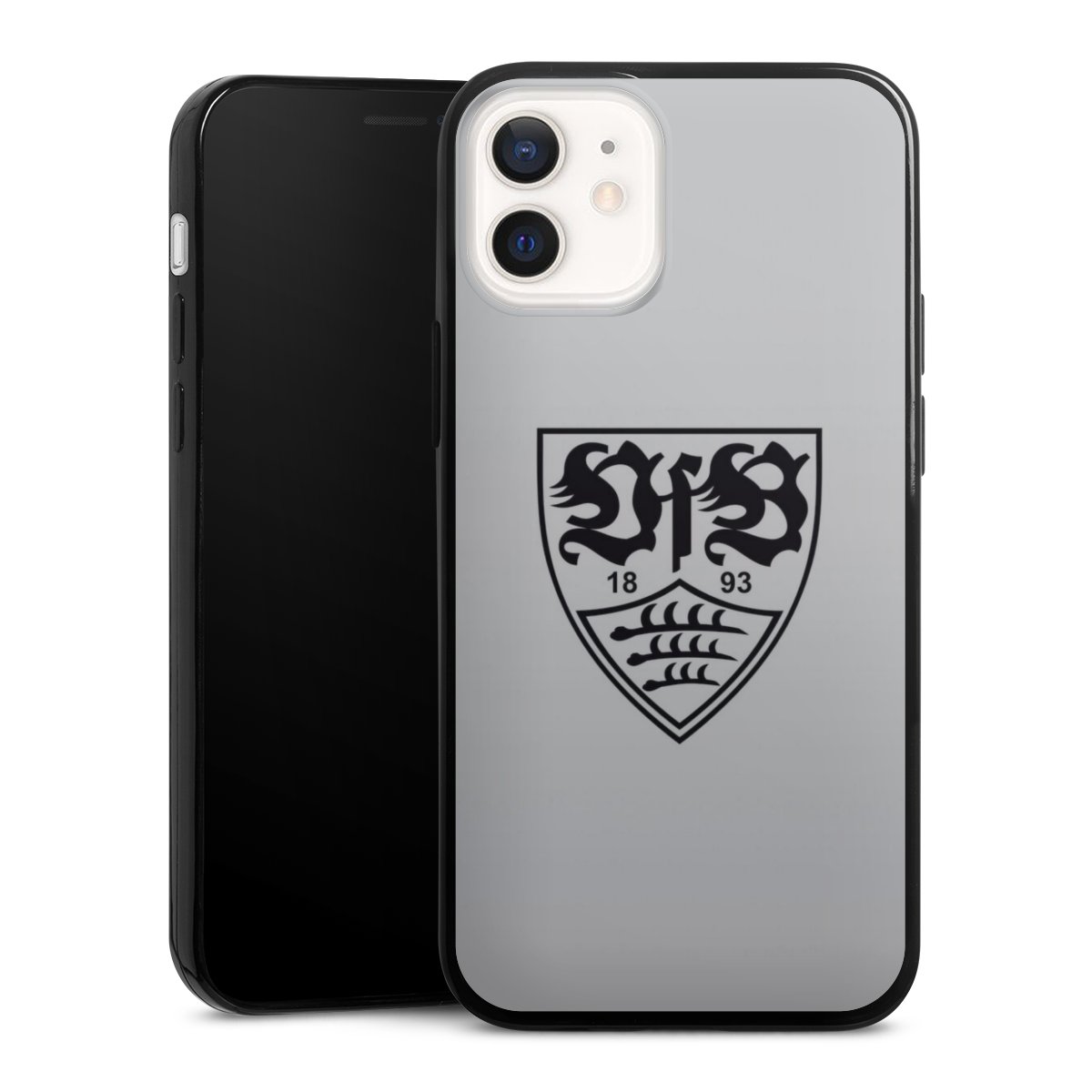 iPhone 12 mini Handy Slim Case extra dünn Silikon Handyhülle schwarz Hülle Logo Vfb Stuttgart Official Licensed Product Silikon Slim Case