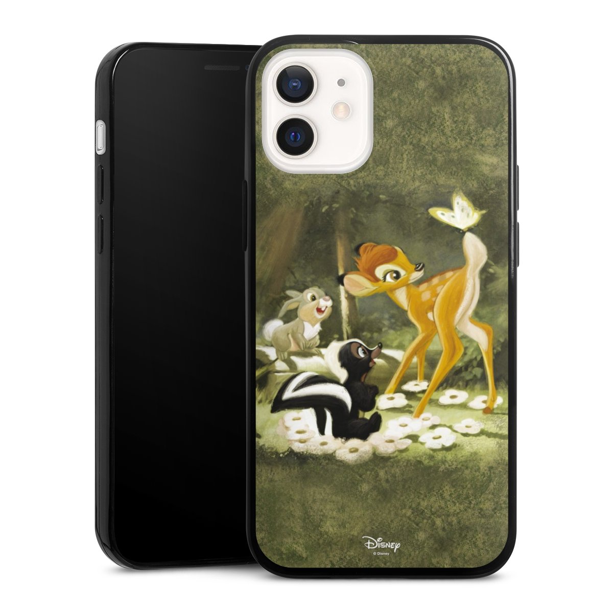 iPhone 12 mini Handy Slim Case extra dünn Silikon Handyhülle schwarz Hülle Disney Official Licensed Product Bambi Silikon Slim Case