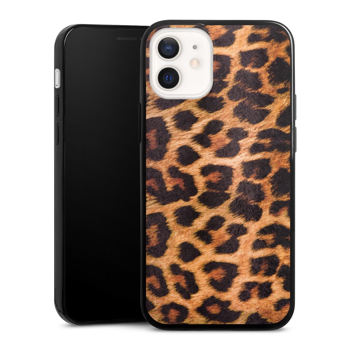 iPhone 12 mini Handy Slim Case extra dünn Silikon Handyhülle schwarz Hülle Animal Print Leopard Fur Silikon Slim Case