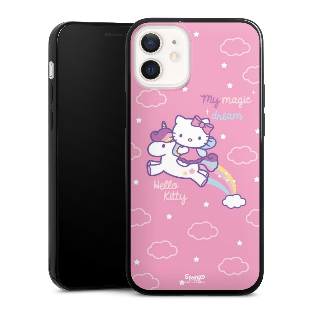 iPhone 12 mini Handy Slim Case extra dünn Silikon Handyhülle schwarz Hülle Einhorn Official Licensed Product Hello Kitty Silikon Slim Case