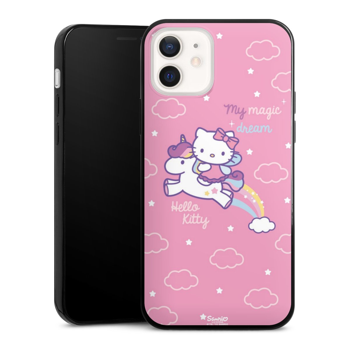 iPhone 12 Handy Slim Case extra dünn Silikon Handyhülle schwarz Hülle Einhorn Official Licensed Product Hello Kitty Silikon Slim Case