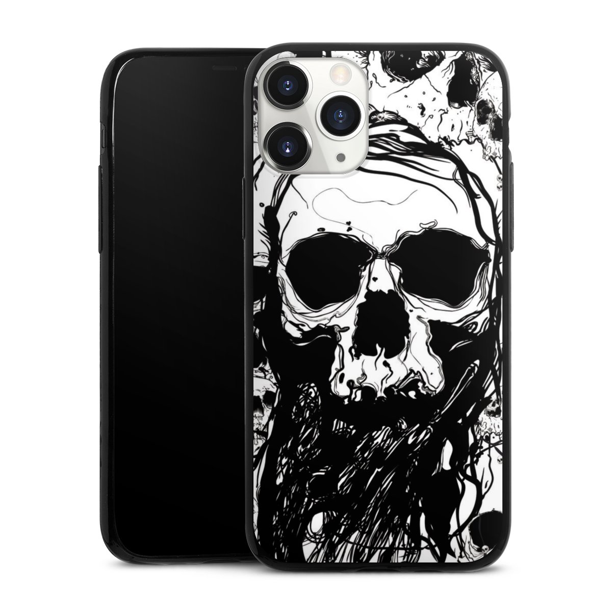 iPhone 11 Pro Handy Slim Case extra dünn Silikon Handyhülle schwarz Hülle Totenkopf Halloween Silikon Slim Case