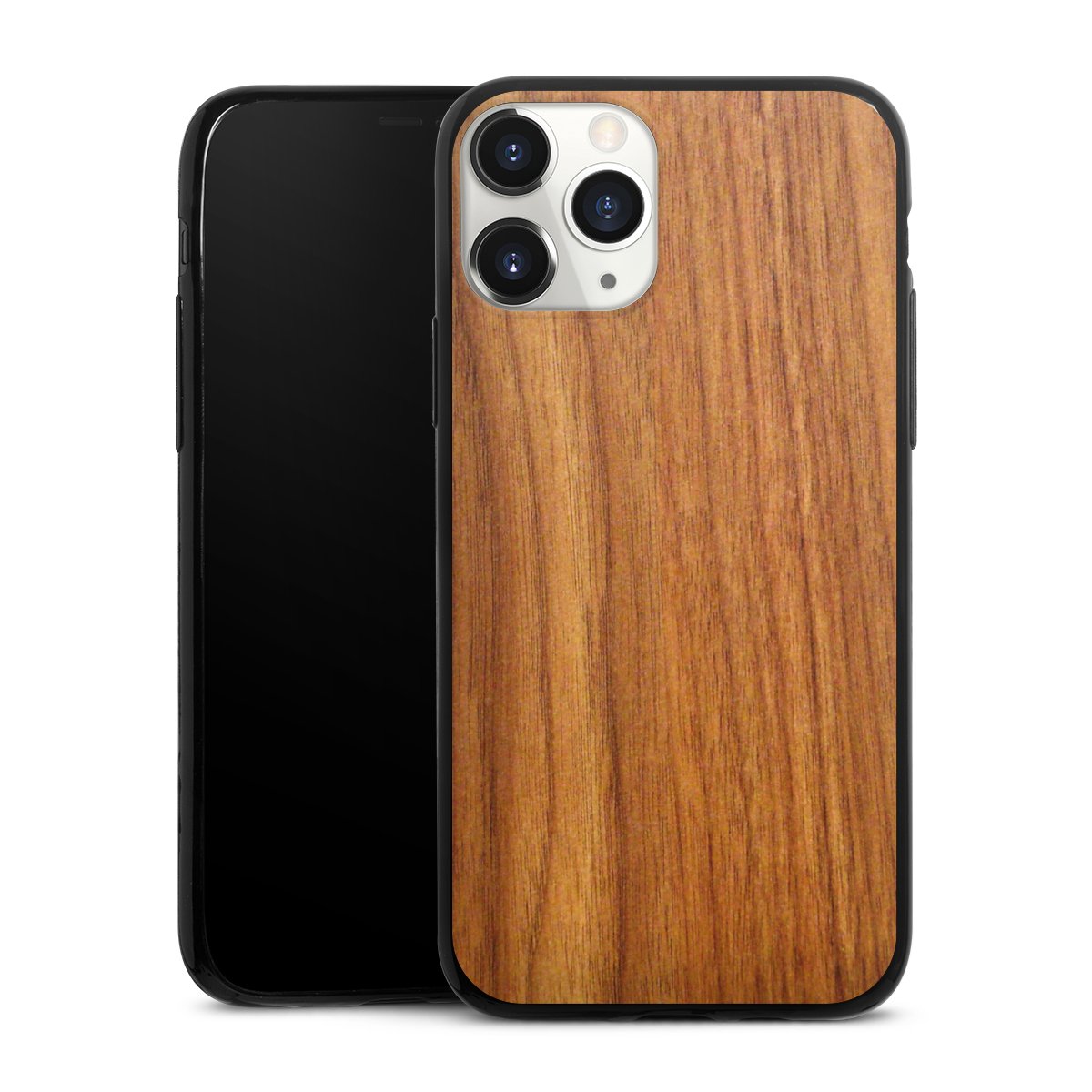 iPhone 11 Pro Handy Slim Case extra dünn Silikon Handyhülle schwarz Hülle Wood Larch Wooden Look Silikon Slim Case