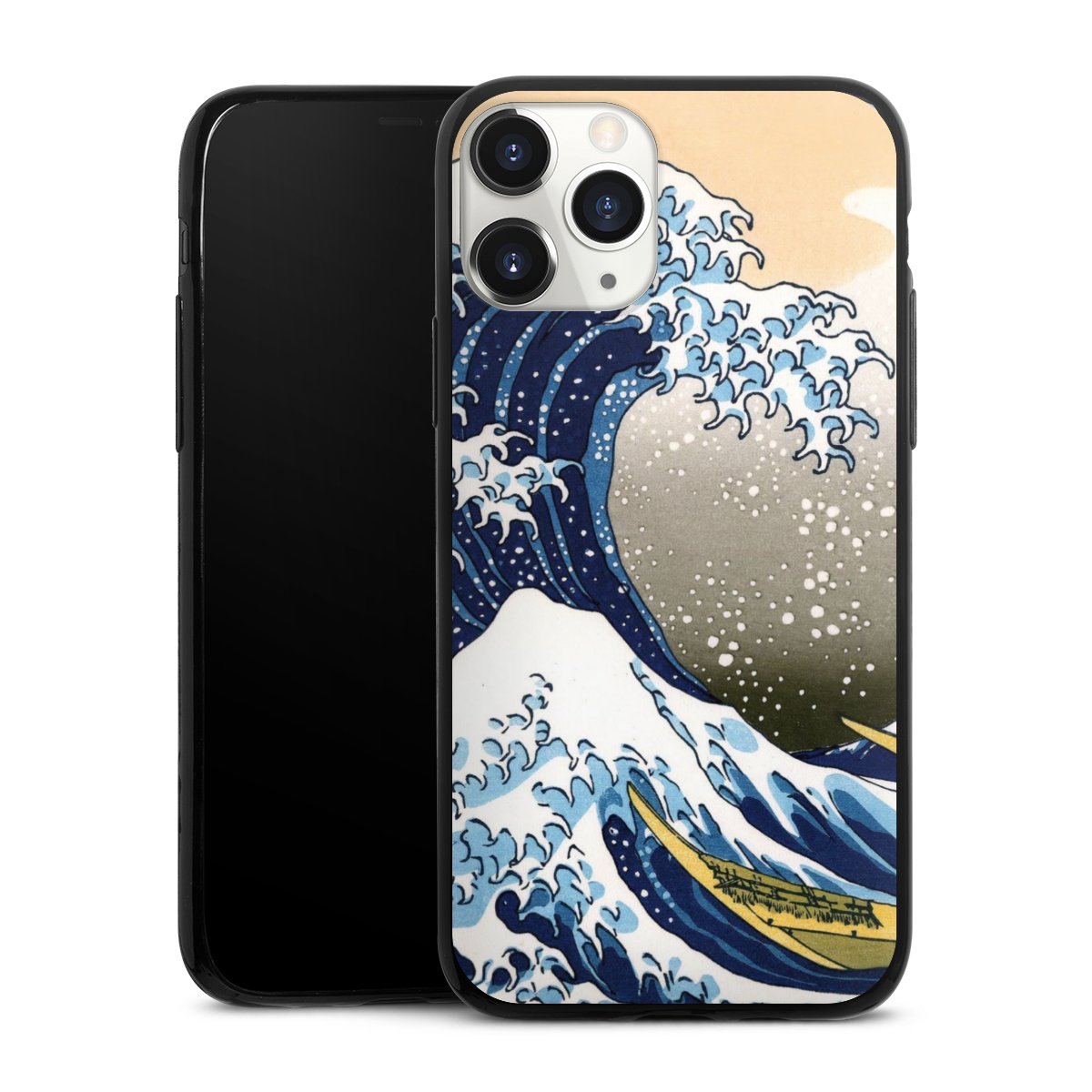 iPhone 11 Pro Handy Slim Case extra dünn Silikon Handyhülle schwarz Hülle Kunst Katsushika Hokusai Die Große Welle Vor Kanagawa Silikon Slim Case