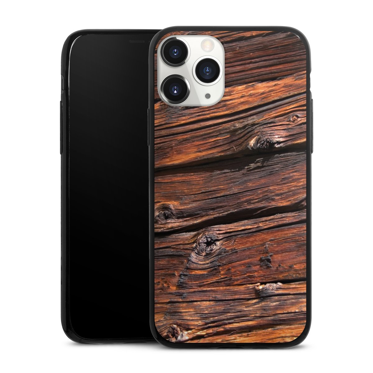 iPhone 11 Pro Handy Slim Case extra dünn Silikon Handyhülle schwarz Hülle Beams Wooden Look Wood Silikon Slim Case