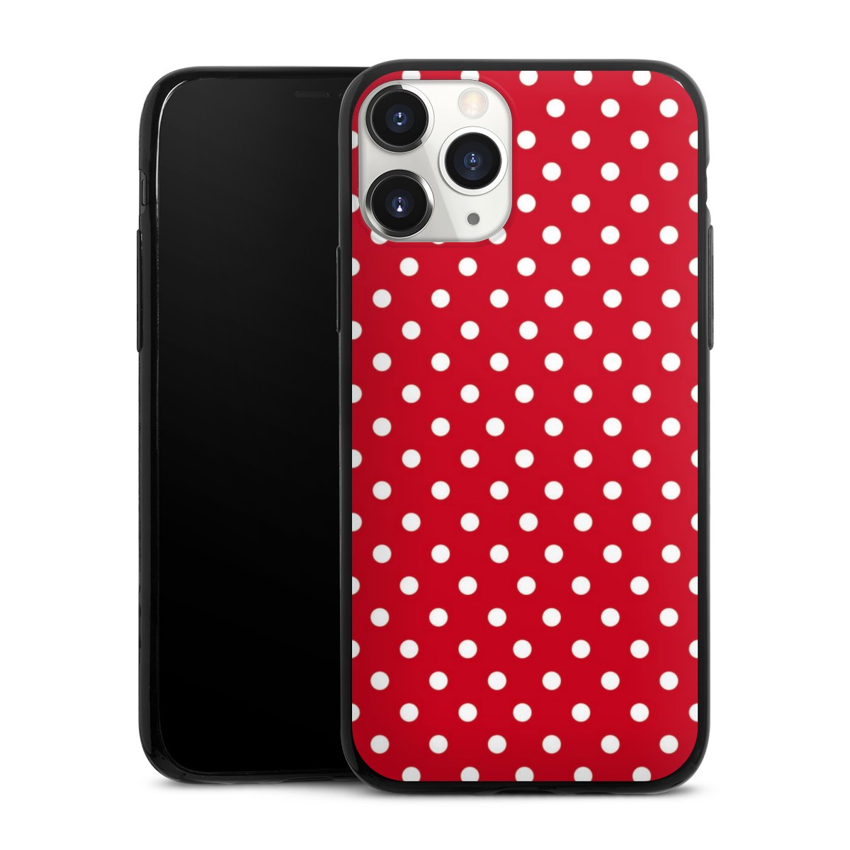 iPhone 11 Pro Handy Slim Case extra dünn Silikon Handyhülle schwarz Hülle Points Polka Dots Retro Silikon Slim Case