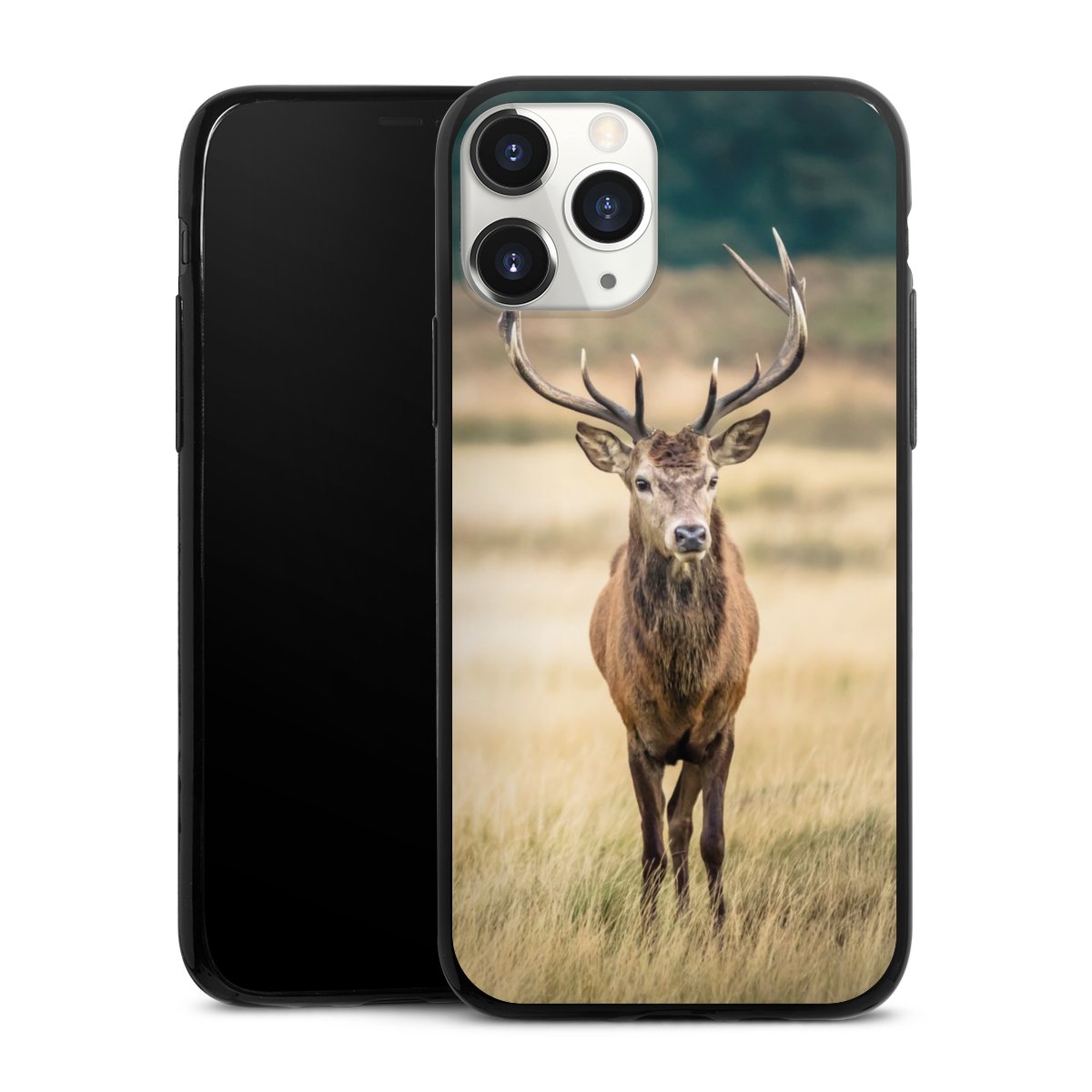 iPhone 11 Pro Handy Slim Case extra dünn Silikon Handyhülle schwarz Hülle Deer Meadow Forrest Silikon Slim Case