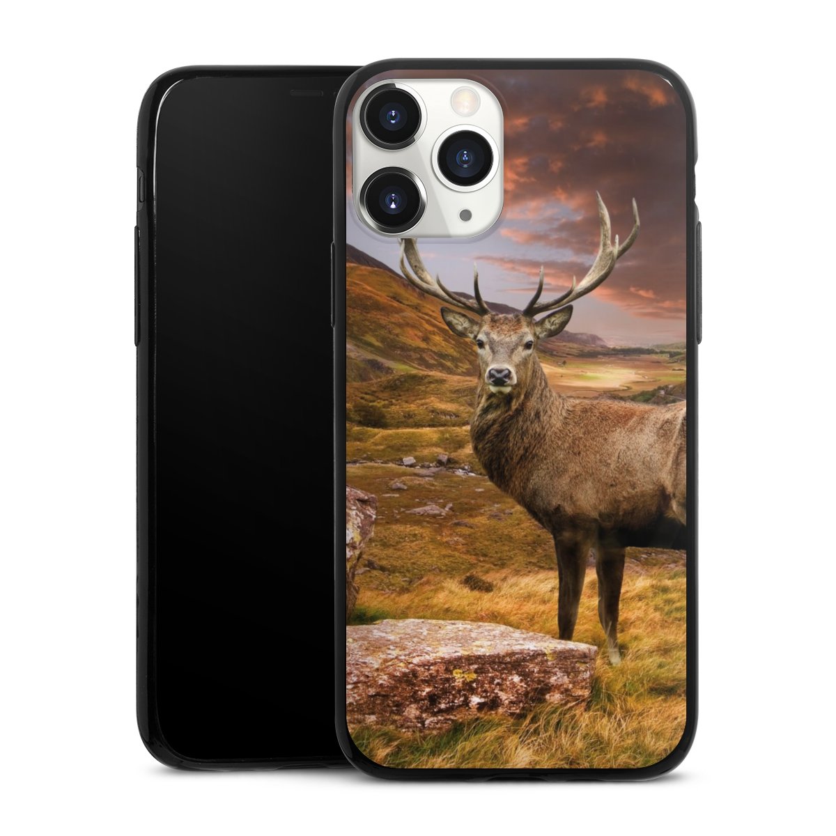 iPhone 11 Pro Handy Slim Case extra dünn Silikon Handyhülle schwarz Hülle Meadow Mountain Deer Silikon Slim Case