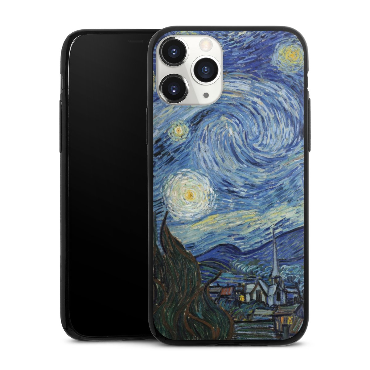 iPhone 11 Pro Handy Slim Case extra dünn Silikon Handyhülle schwarz Hülle The Starry Night Kunst Vincent Van Gogh Silikon Slim Case