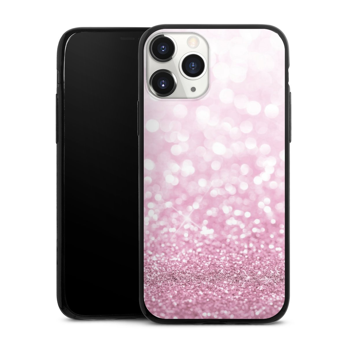 iPhone 11 Pro Handy Slim Case extra dünn Silikon Handyhülle schwarz Hülle Glitzer Pink Shine Silikon Slim Case