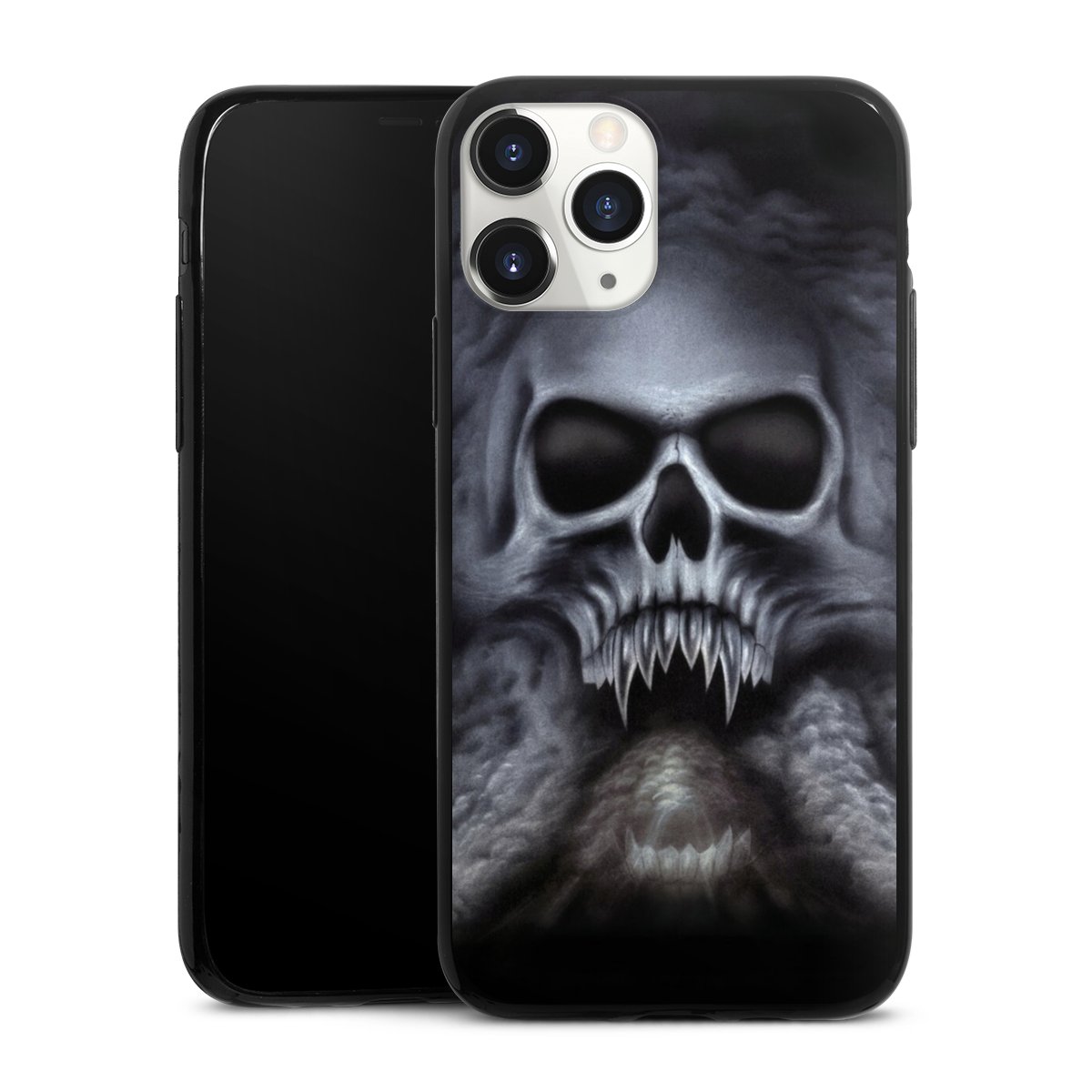 iPhone 11 Pro Handy Slim Case extra dünn Silikon Handyhülle schwarz Hülle Totenkopf Skull Silikon Slim Case