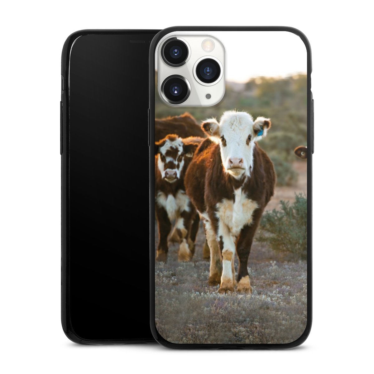 iPhone 11 Pro Handy Slim Case extra dünn Silikon Handyhülle schwarz Hülle Cow Farmer Calf Silikon Slim Case