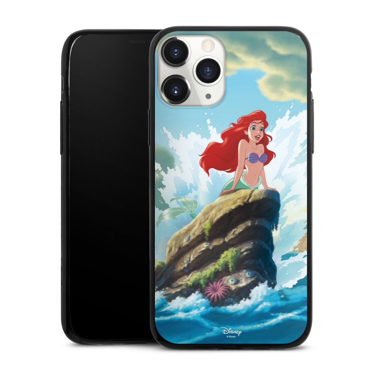 iPhone 11 Pro Handy Slim Case extra dünn Silikon Handyhülle schwarz Hülle Mermaid Arielle Die Meerjungfrau Official Licensed Product Silikon Slim Case