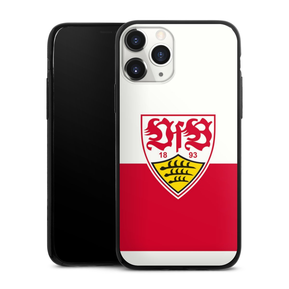 iPhone 11 Pro Handy Slim Case extra dünn Silikon Handyhülle schwarz Hülle Official Licensed Product Logo Vfb Stuttgart Silikon Slim Case