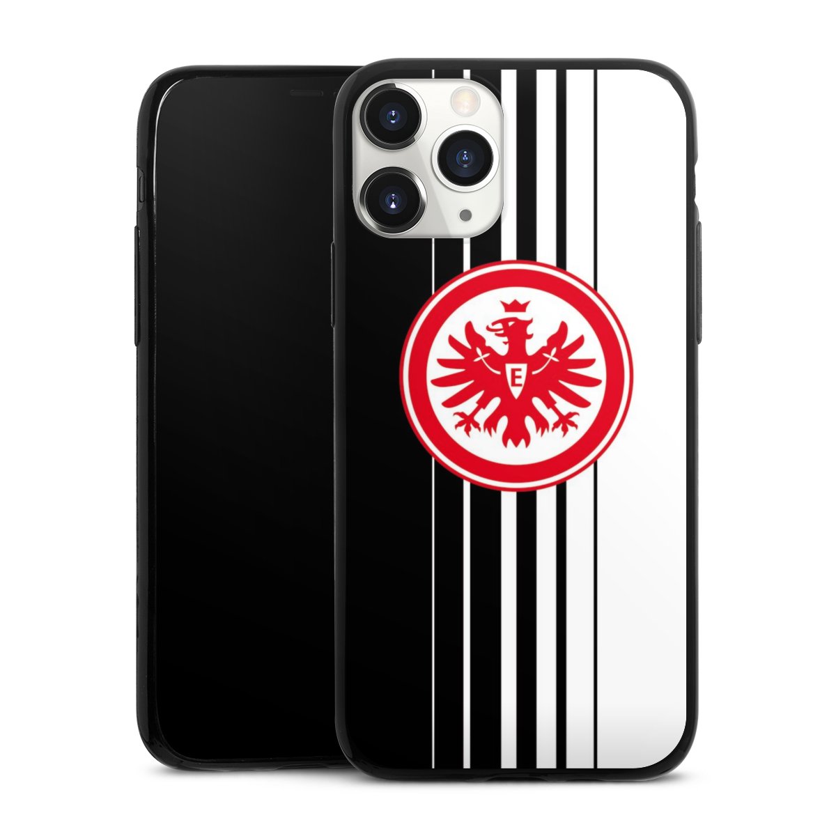 iPhone 11 Pro Handy Slim Case extra dünn Silikon Handyhülle schwarz Hülle Stripes Eintracht Frankfurt Official Licensed Product Silikon Slim Case